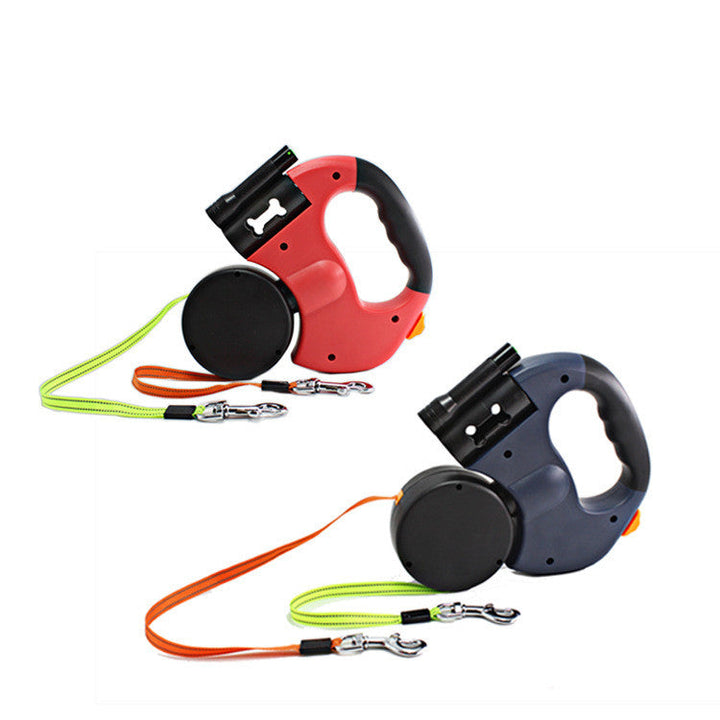 The Ultimate Solution for Walking Two Dogs: Dual Headed Pet Leashes with Flashlight