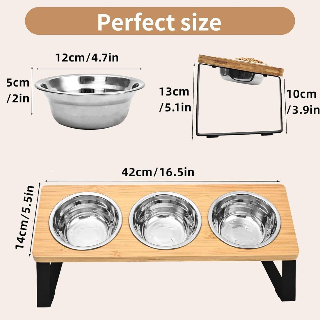 Log Pet Feeding Rack Iron Wood Combined