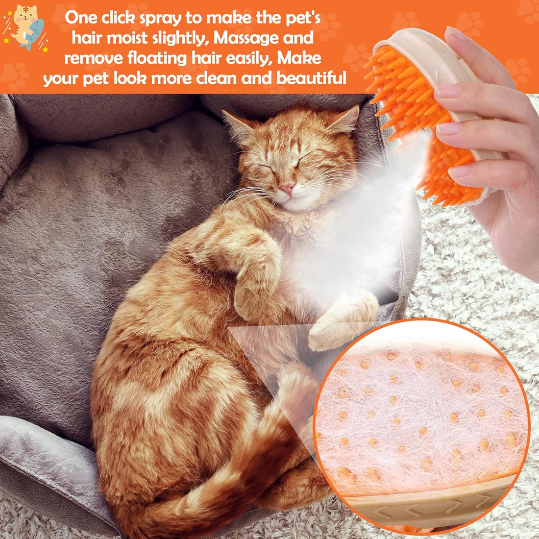 Cat Steam Brush Upgraded 4 In1