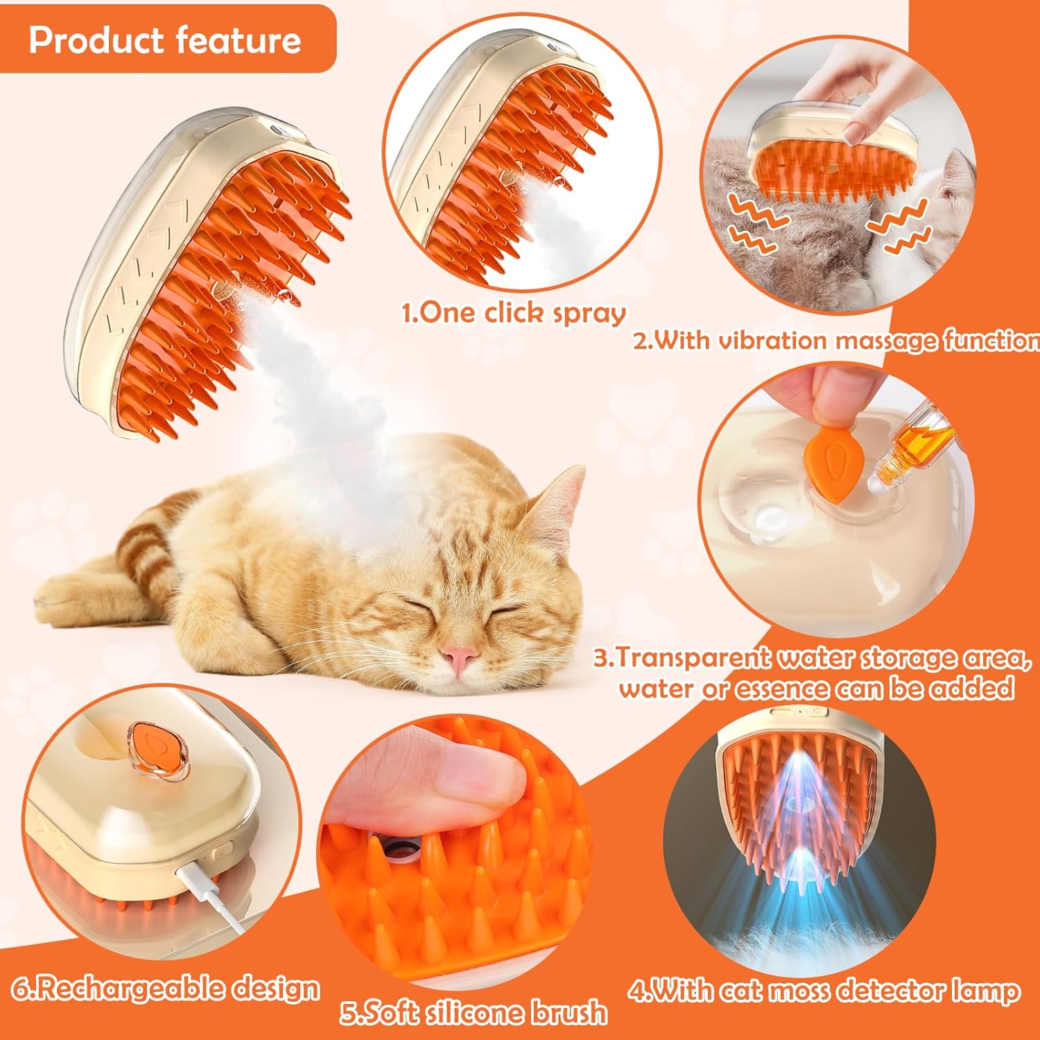 Cat Steam Brush Upgraded 4 In1