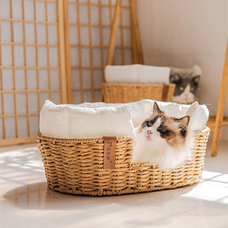 Hand-woven Warm Rattan Basket Pet Nest